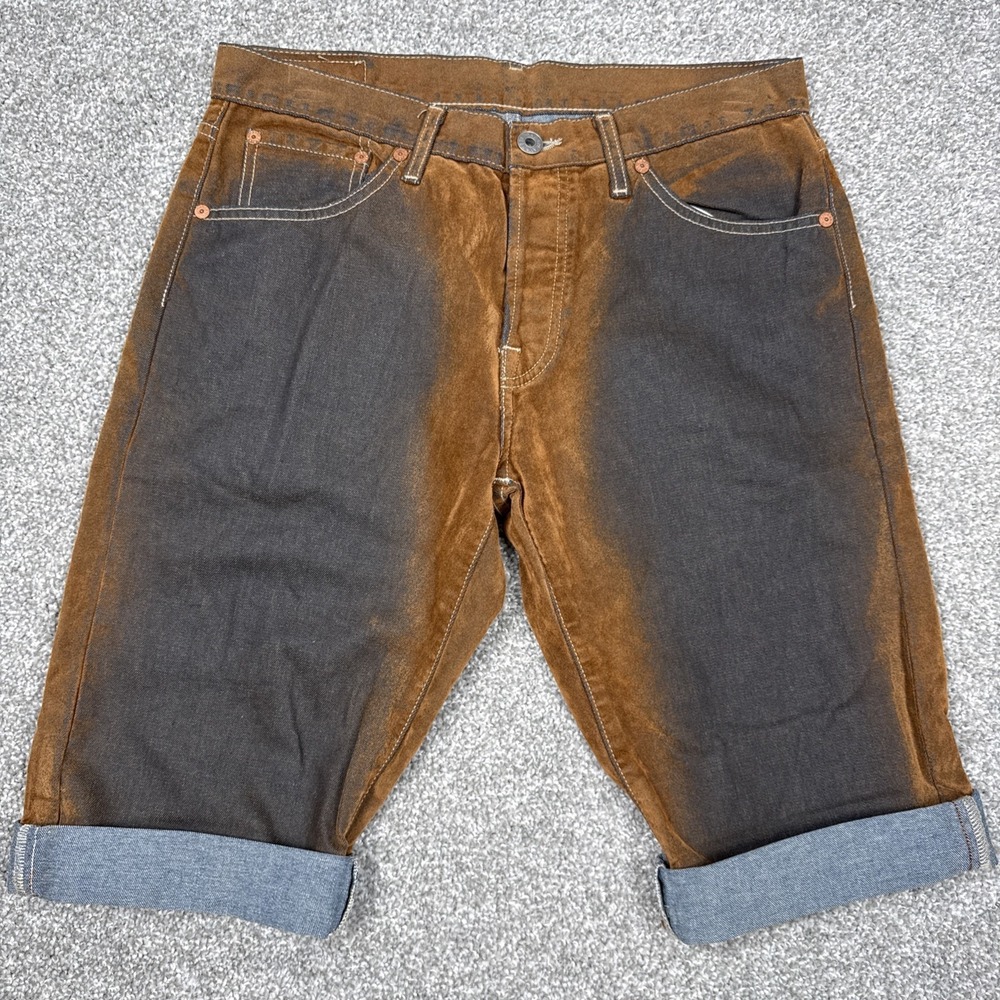 Replay Shorts Men W31 Brown‎ Distressed Button Fly Italy Designer Casual MV904